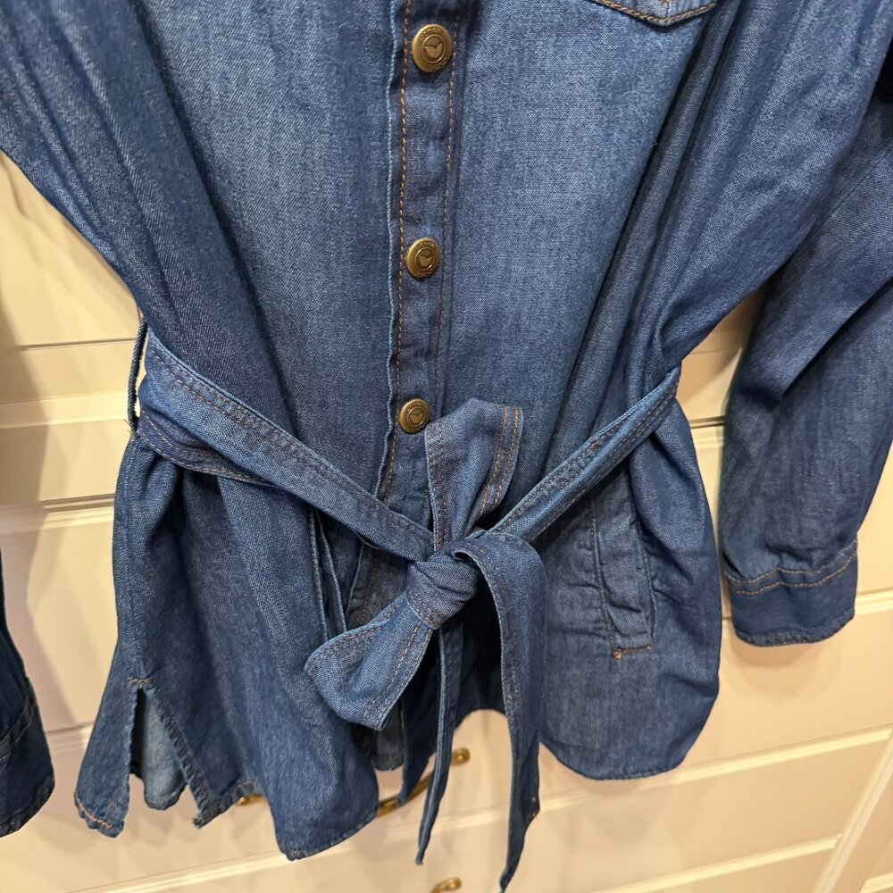 WOMAN WITHIN Belted Denim Jacket Shacket (Plus Size 20W) NEW WITHOUT TAGS!‎ - Picture 5 of 13